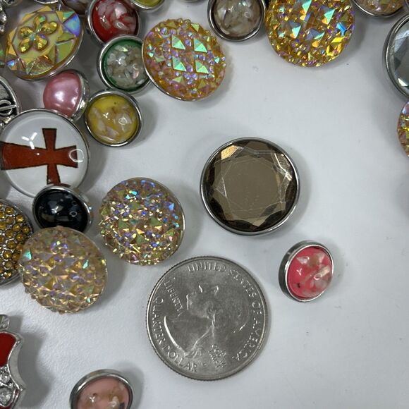 2lb+ Snap Button Charms Metal Dome Resin Fashion Jewelry Rhinestone - Picture 6 of 7